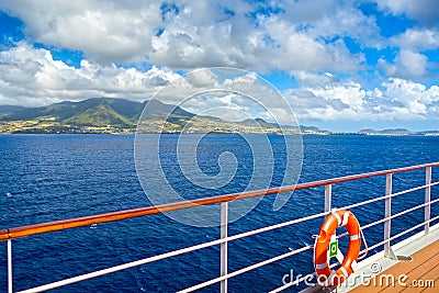 Ring life buoy on a ship deck Stock Photo