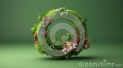 A ring of light blooming in a cluster of small plants, arch of flowers, AI Generative Stock Photo