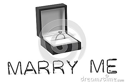 Ring with `marry me` sign Stock Photo