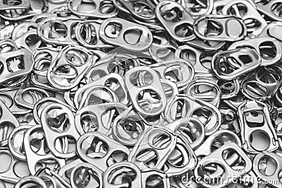 Ring pull aluminum of cans, background Stock Photo
