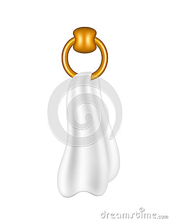 Ring shaped holder with white towel Vector Illustration