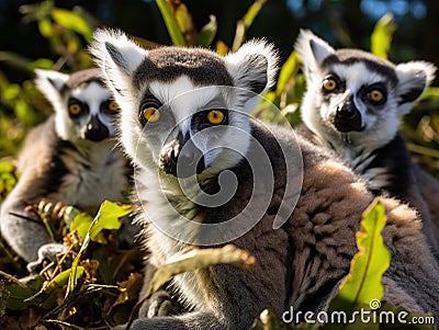 Ring tailed Lemurs Cartoon Illustration