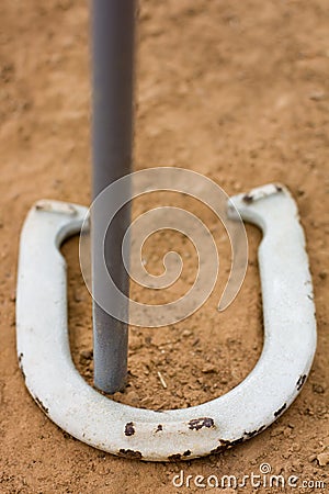 Ringer in horseshoe game Stock Photo