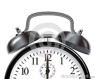 Ringing black alarm clock. Vector illustration. Vector Illustration