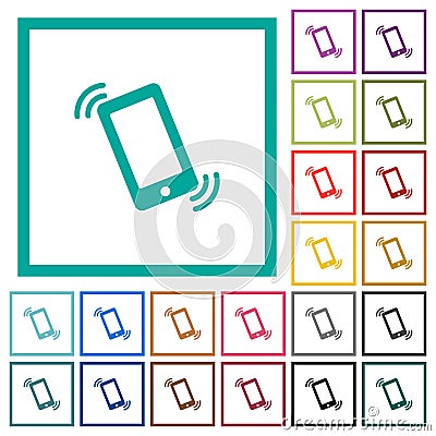 Ringing phone flat color icons with quadrant frames Stock Photo