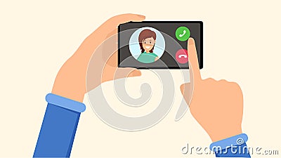 Ringing smartphone, Incoming call UI illustration Vector Illustration