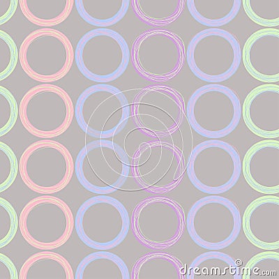 Rings, round shapes made of lines. Seamless minimalistic pattern of linear circles and rings. Vector Vector Illustration