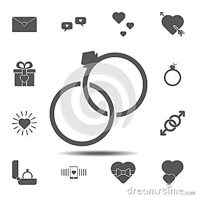 Rings, Valentine\'s Day icon. Simple glyph, flat vector element of valentines day icons set for UI and UX, website or mobile Stock Photo