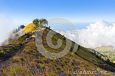 Rinjani mount campsite Editorial Stock Photo
