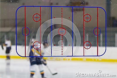 Rink diagram at an ice hockey arena Stock Photo