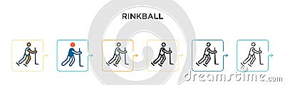 Rinkball vector icon in 6 different modern styles. Black, two colored rinkball icons designed in filled, outline, line and stroke Vector Illustration