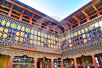 Rinpung Dzong, Paro Dzong, Bhutan - November 17, 2019: Buddhist monastery and government administrative office. Editorial Stock Photo