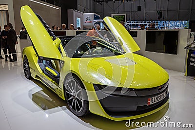 Rinspeed Etos, a hybrid autonomous BMW i8 car, showcased Editorial Stock Photo