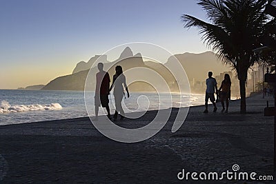 Rio Beachfront couples Stock Photo