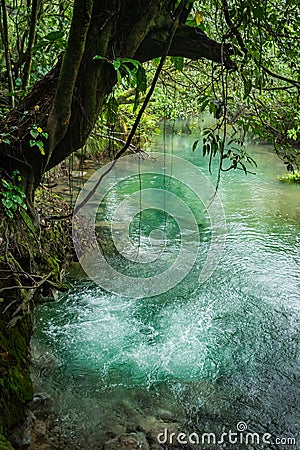 Bubbling water - Rio Celeste river - Arenal day trip Views around Costa Rica Stock Photo