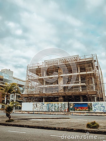 RIO DE JANEI, BRAZIL - Sep 01, 2020: Beautiful landscape shot of a building under construction in the tropical Rio de Janeiro Editorial Stock Photo