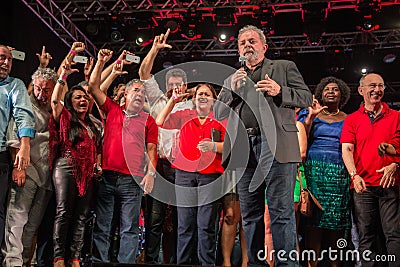 Former Brazilian president Lula makes a speech Editorial Stock Photo