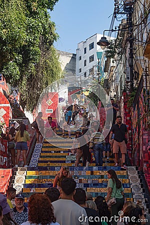 Rio de Janeiro, Brazil, South America, Escadaria Selaron, steps, staircase, Lapa steps, Jorge Selaron, public work, art, Editorial Stock Photo