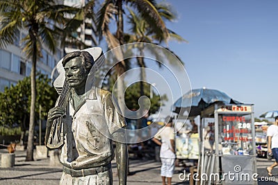 Rio de Janeiro composer Tom Jobim bronze statue in Ipanema Editorial Stock Photo
