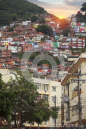 Rio de Janeiro downtown and favela Editorial Stock Photo