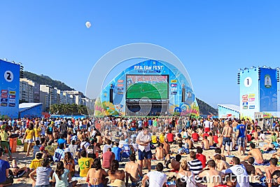 RIO DE JANEIRO - June 15: People watch game at the FIFA Fan Fest Editorial Stock Photo