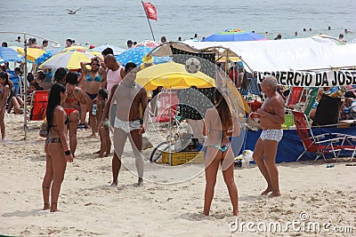 Rio de Janeiro's beaches are crowded on the eve of the Carnival Editorial Stock Photo
