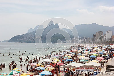 Rio de Janeiro's beaches are crowded on the eve of the Carnival Editorial Stock Photo