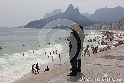 Rio de Janeiro's beaches are crowded on the eve of the Carnival Editorial Stock Photo