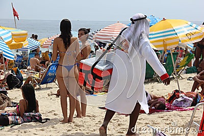 Rio de Janeiro's beaches are crowded on the eve of the Carnival Editorial Stock Photo