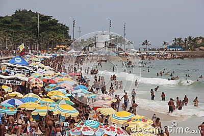 Rio de Janeiro's beaches are crowded on the eve of the Carnival Editorial Stock Photo