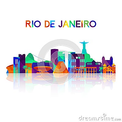 Rio De Janeiro skyline silhouette in colorful geometric style. Vector Illustration