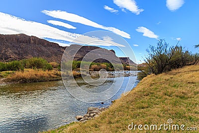 The Rio Grande along the Texas Mexico Border. Stock Photo