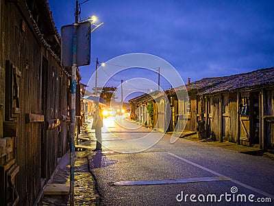 Christmas decorations of the famous saline exploration wooden houses Editorial Stock Photo