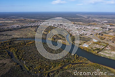 Rio Negro landscape in Patagonia, passing through the city of General Conesa, Stock Photo