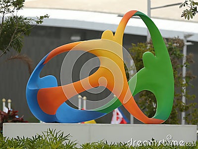 Rio 2016 official logo in Olympic Park in Rio de Janeiro Editorial Stock Photo