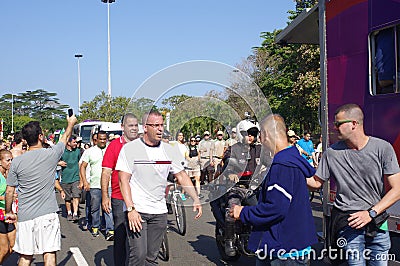 Rio2016 torch relay on streets of Rio de Janeiro Editorial Stock Photo