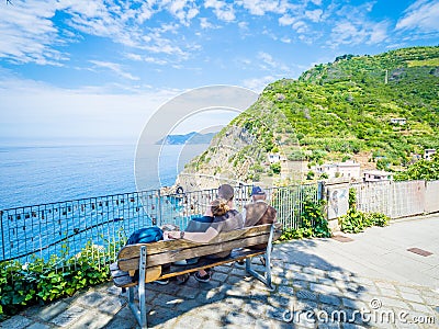 Riomaggiore, ancient village in Cinque Terre, Italy Editorial Stock Photo