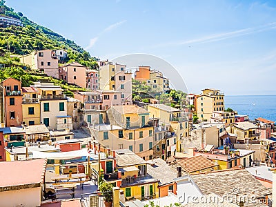 Riomaggiore, ancient village in Cinque Terre, Italy Stock Photo