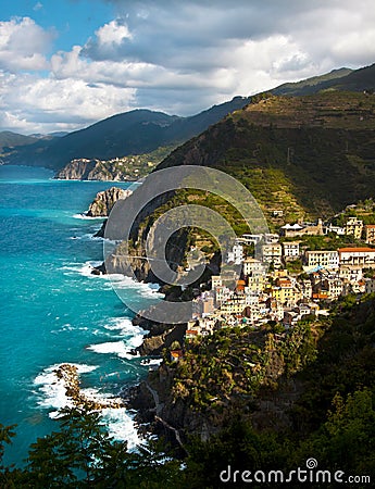 Riomaggiore fisherman village in Cinque Terre Stock Photo