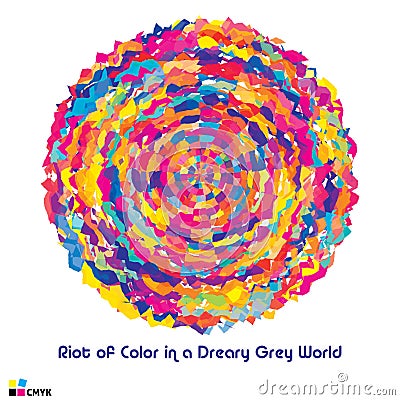 Riot of colors. Artistic bright multicolor circle. CMYK colours Vector Illustration