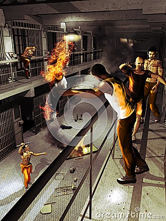 Riot in the penitentiary Stock Photo