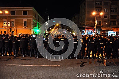 Riot police in alert against anti-government protesters Editorial Stock Photo