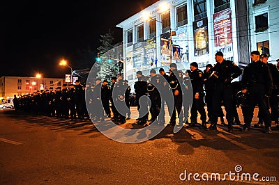 Riot police in alert against anti-government protesters Editorial Stock Photo