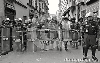 Riot Police in Bolivia Editorial Stock Photo