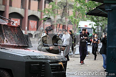 Riot Police in Chile Editorial Stock Photo