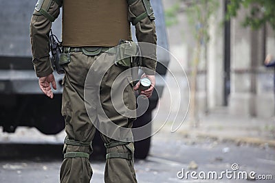 Riot Police in Chile Stock Photo