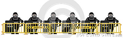 Riot police barrier banner Vector Illustration