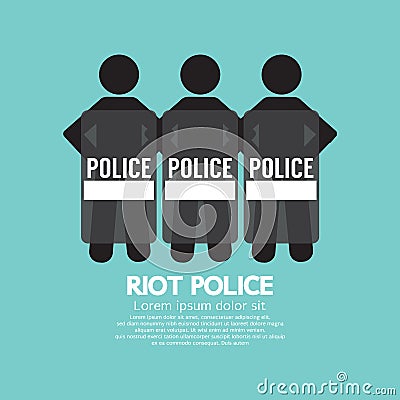 Riot Police Standing With Shield Vector Illustration
