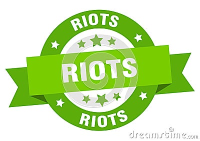 riots round ribbon isolated label. riots sign. Vector Illustration