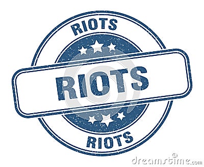 riots stamp. riots label. round grunge sign Vector Illustration